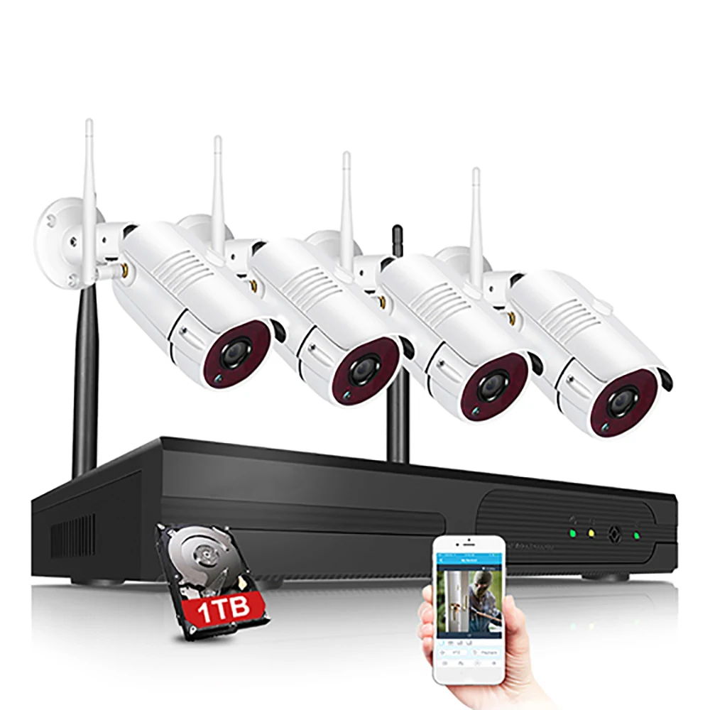 Беспроводная 4CH/8CH система видеонаблюдения Wifi NVR комплект ip камера запись