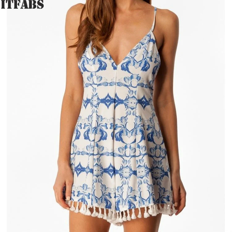 Frauen ярмеллоза Sommer Boho gedruck Повседневные Вечерние Клубные пряди Quaste Kleid | Женская