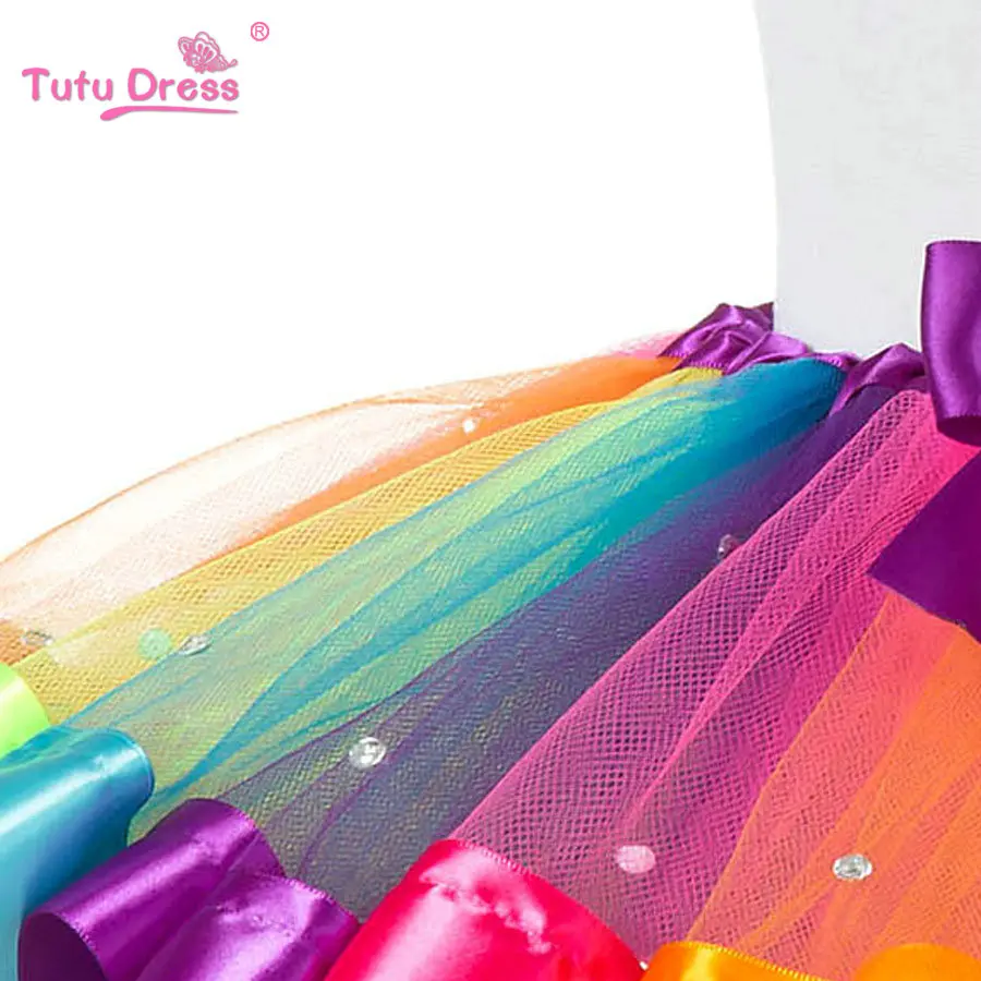 1PC New 2018 Girls Dress Baby Kids Girl Tutu Children With Diamond Rainbow Dresses | Детская одежда и обувь