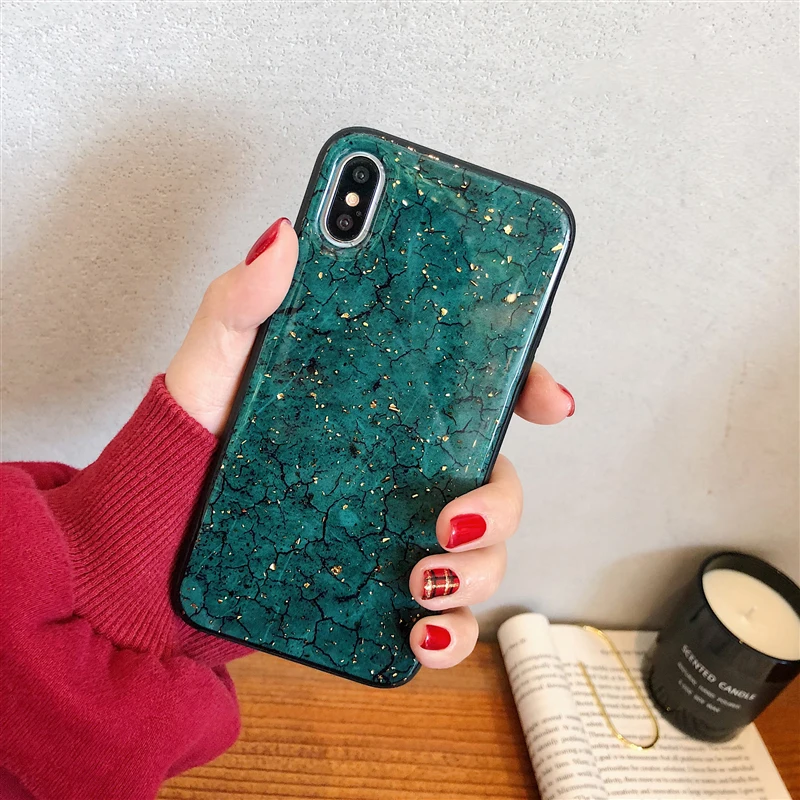 Зеленый Золотой фольгированный чехол для телефона huawei P20 P30 mate 20 30 lite Pro 20X Nova 3 3i 3E чехол Honor 9 10 20 Pro 8X MAX 8C мраморный мягкий чехол - Цвет: Зеленый