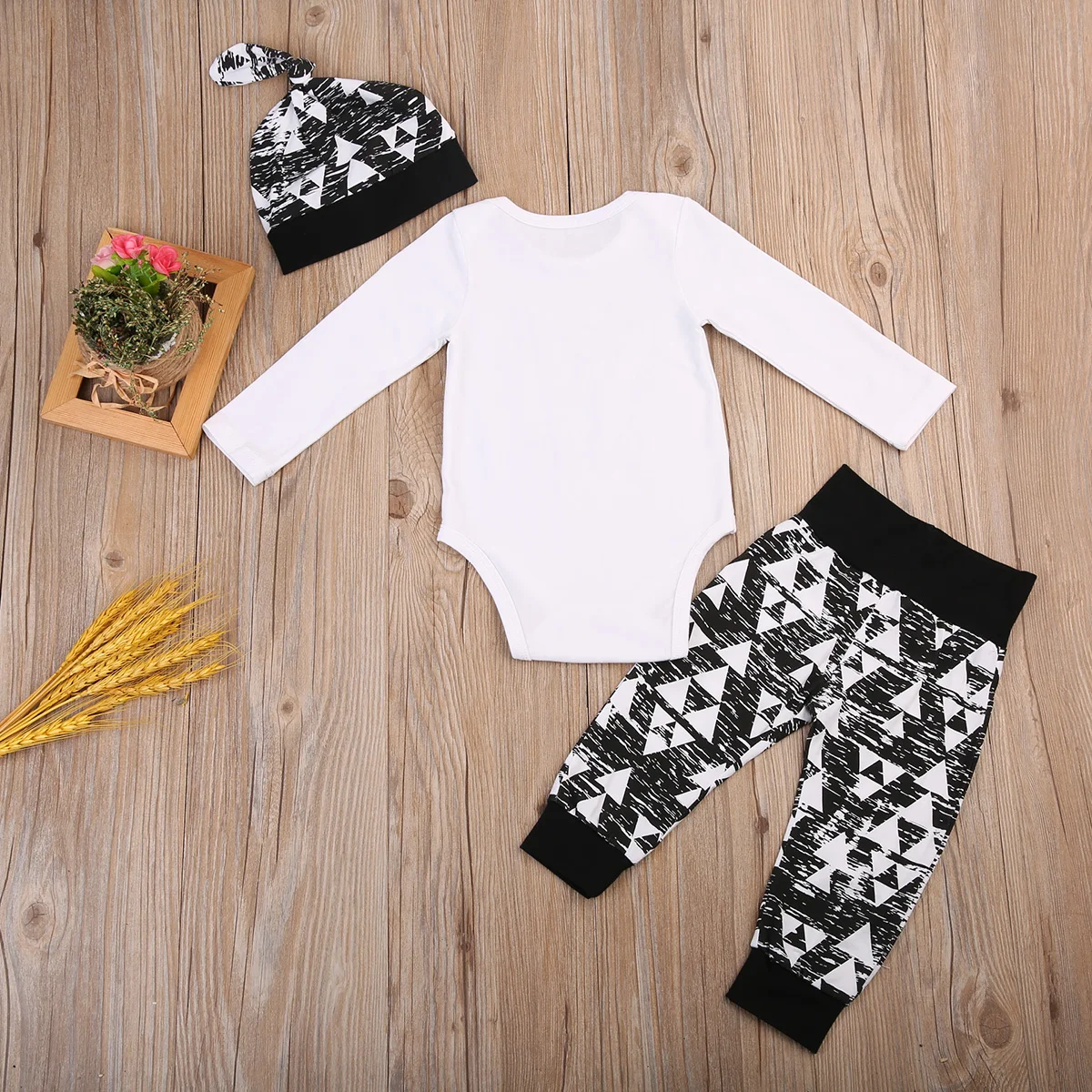 

Newborn Baby Boys Kids Cotton Clothing Sets Infant Lettter Print Long Sleeve Bodysuit Tops Pants Hats Outfits Clothes Set 0-2Y