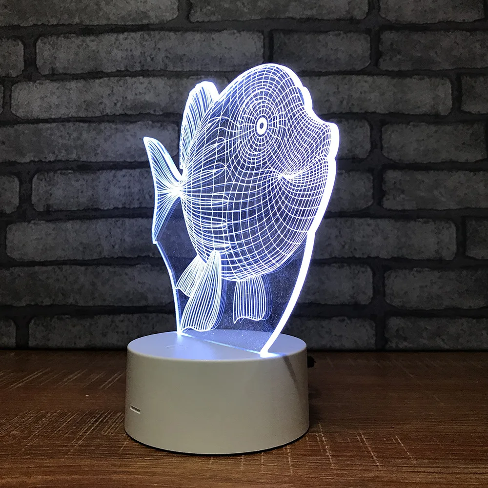 Новинка необычное место 3d свет обесцвечивание креативный мультфильм рыба