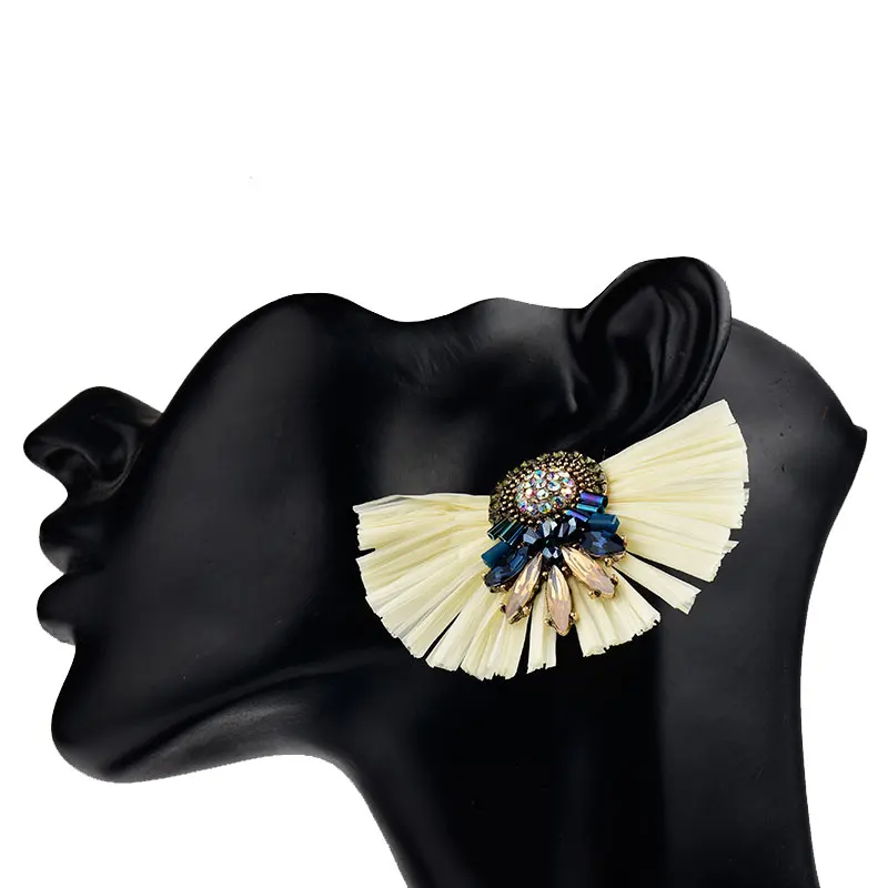 

Sector Stud Earrings For Woman Luxury Crystal Gem Earrings Raffia Big Statement Earrings Fashion Jewelry boucle d'oreille femme