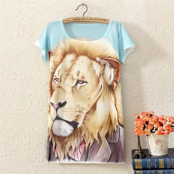 Женская футболка с принтом льва прохладная и Освежающая Удобная из полиэстера