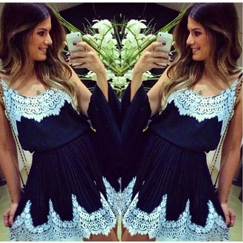 Feitong Women Sexy Casual Clothing Stitching Patchwork Harness White Lace Bandage Dress Base Cute Vestidos Free Shipping|dress wear|dress mermaiddresse |
