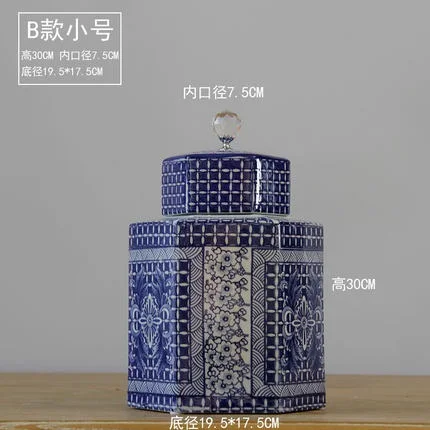 decoration Jingdezhen Ceramic Pot Arrangement Vase Blue and White Porcelain Crafts Home Arrangement Storage Tank European-style - Цвет: 2