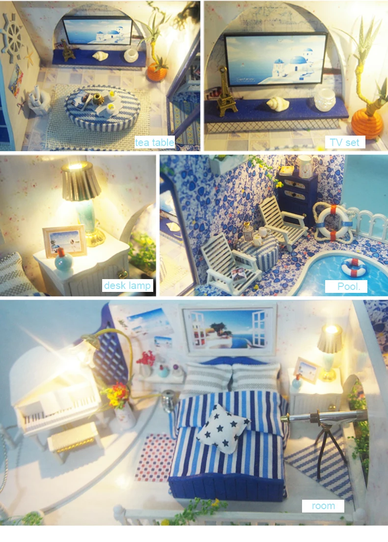 Cutebee DIY миниатюрный дом с мебели светодиодный музыкальный пылезащитный чехол модель строительные блоки игрушки для детей Casa De Boneca TD16