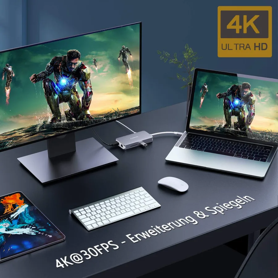 USB C HDMI концентратор 3 0 rj45 адаптер Тип VGA конвертер с устройство для чтения карт SD TF