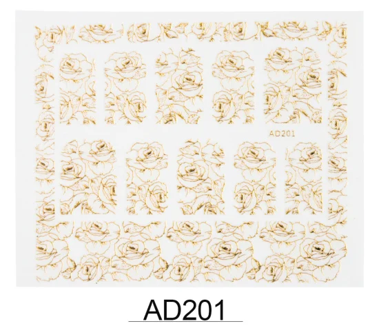 AD201 1 шт., золотые металлические 3D сверкающие ногти, наклейки, цветок, полная лоза, клейкие наклейки, маникюр, сделай сам, дизайн ногтей, слайды, TRAD201-212 - Цвет: AD201