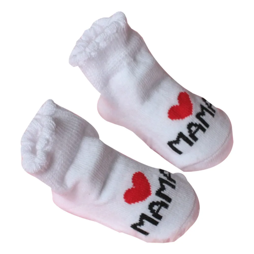Новые милые мягкие носки для малышей хлопковые в полоску с надписью Love Mama/Papa