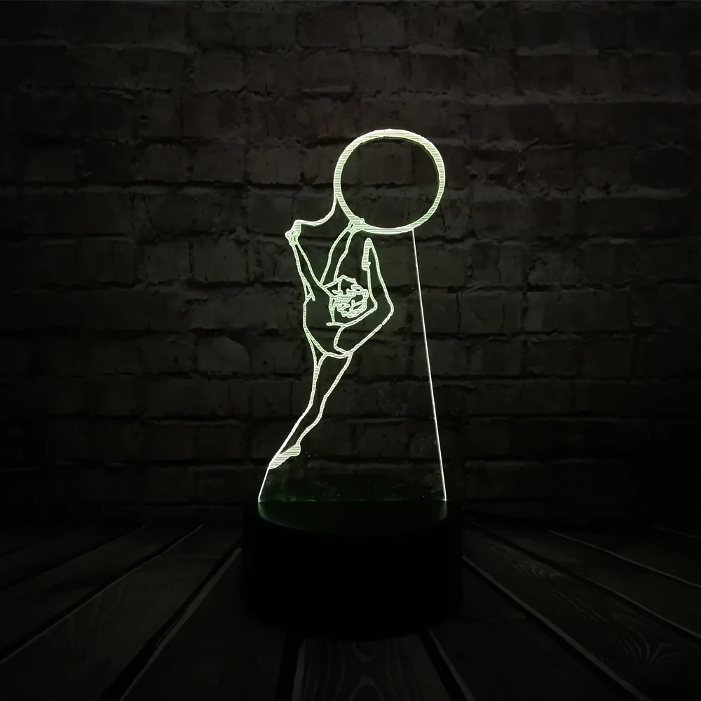 Гимнастка спортсмена кольцо 3D лампа ночник USB светодиодное освещение Mulitcolor