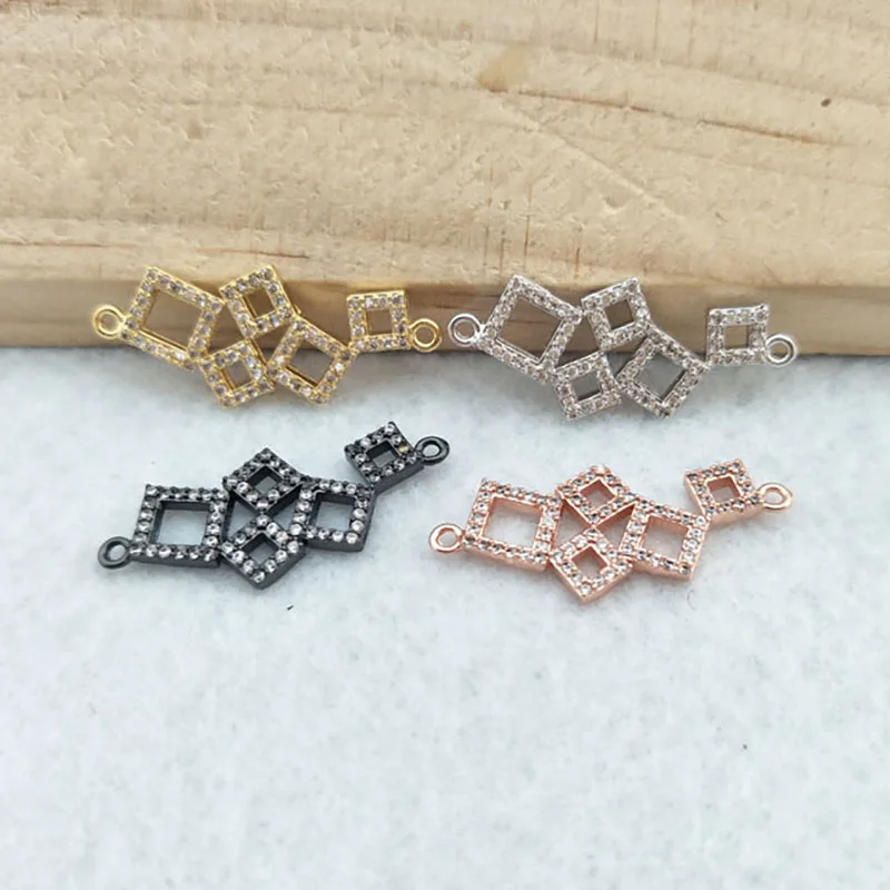 

10 Pieces CZ zircon Micro Pave Connector,Double Bails Beads Charm,for DIY Bracelets Jewelry Finding CT334