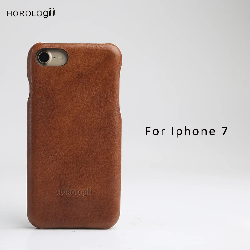 Natural Vintage Italian vegetbale tanned Leather half wrapped Case for iPhone 7 Plus Retro mobile phone case dropship |