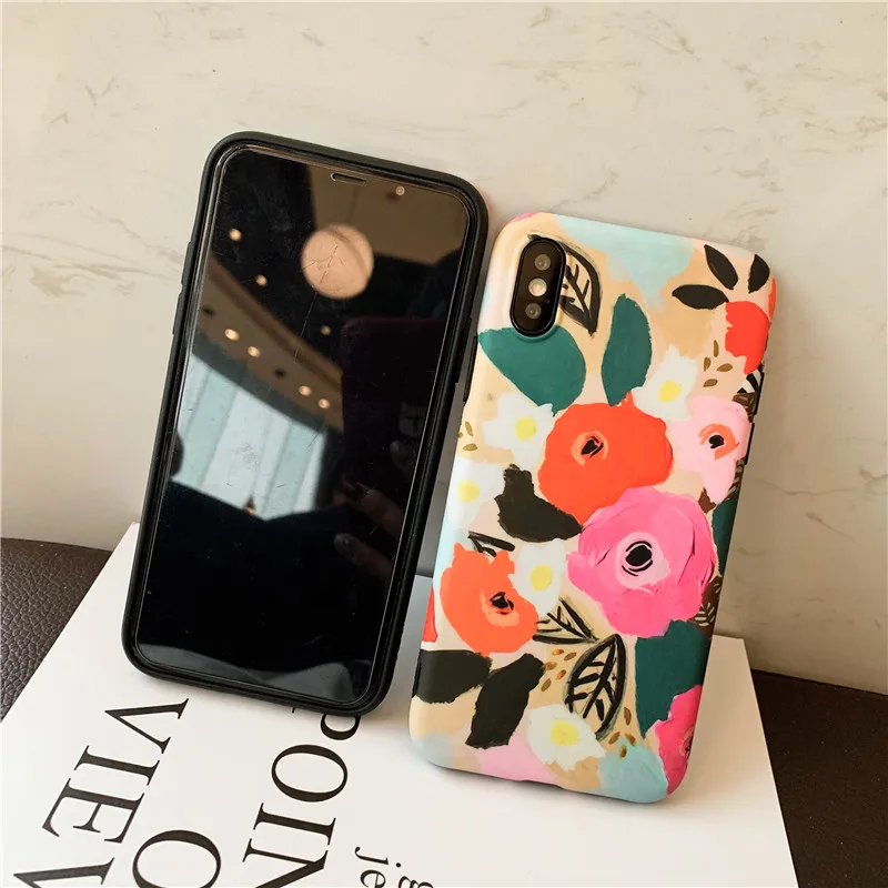Цветной чехол с цветами для телефона iphone 6 6s 7 8 plus X чехлы XS Max XR модные красивые
