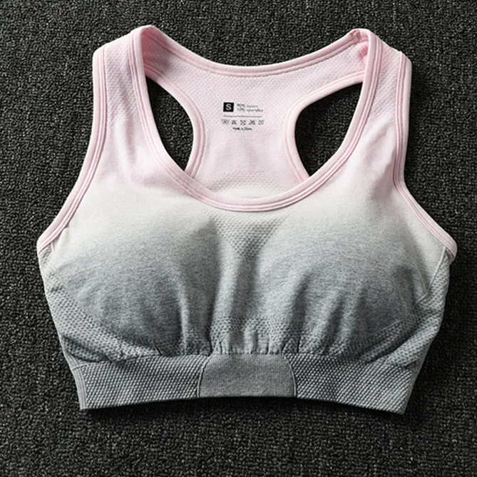 CB549 light pink bra Женский комплект для йоги, одежда для спортзала, Омбре, бесшовные леггинсы+ укороченные рубашки, спортивный костюм для тренировок, Женский комплект с длинным рукавом для фитнеса, одежда для активного отдыха - Цвет: CB549 light pink bra
