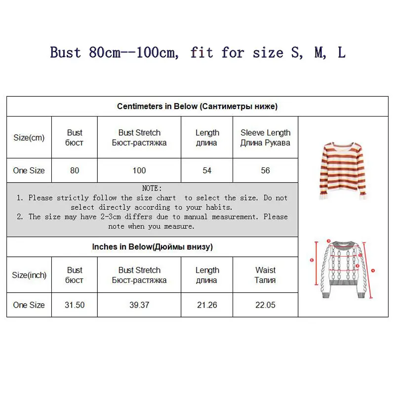 Autumn Outfit New Fashion Pullovers Contrast Color Rainbow Striped Multicolored Knit Sweater Women Flare Sleeve Pull Femme | Женская