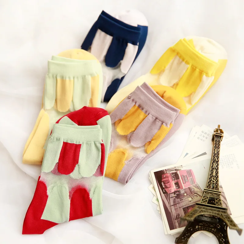 Весна-осень Мода красочные вертикальные полоски Женщины нейлоновые носки