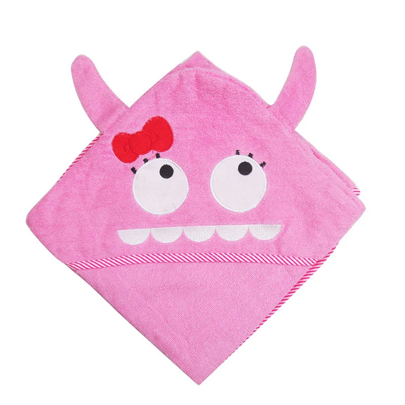Pink monster Детское банное полотенце с изображением животных Диснея, детское банное полотенце, мультяшный банный халат, От 0 до 6 лет, купальный Халат - Цвет: Pink monster