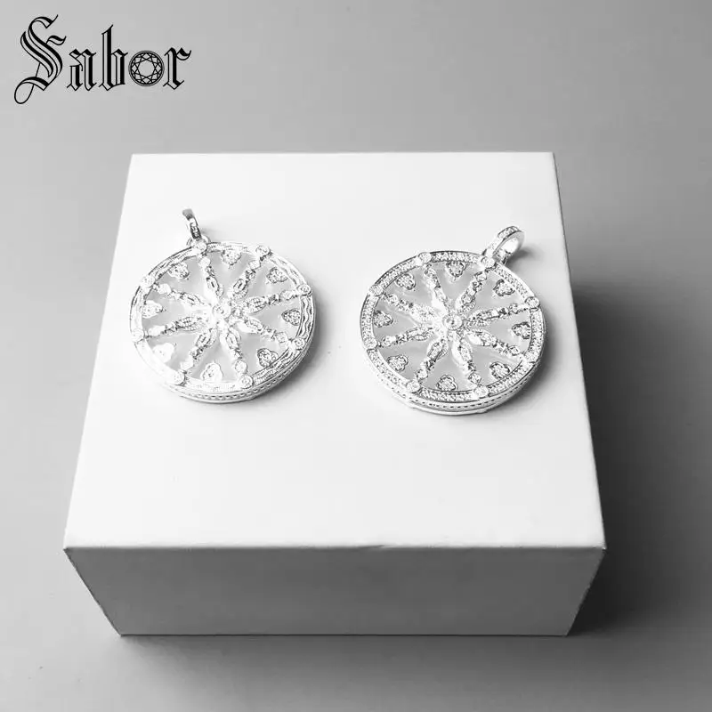 Кулон белый CZ Карма колесо серебряный цвет для женщин модные ювелирные изделия