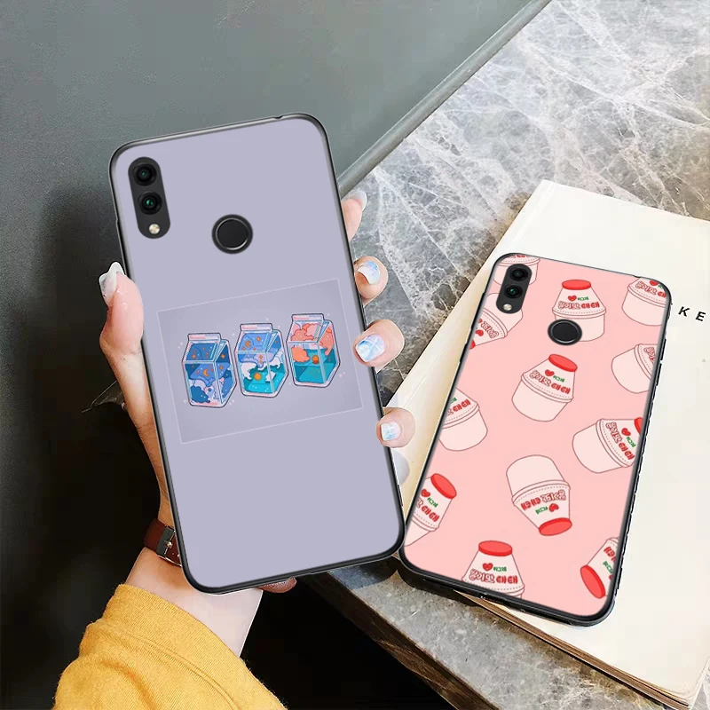 Kawaii Japanese Milk Silicone Case for Huawei honor 6A 7A Pro 7X 8 Lite 8A 8X 8C 9 Note 10 View 20 20S 9X | Мобильные телефоны и