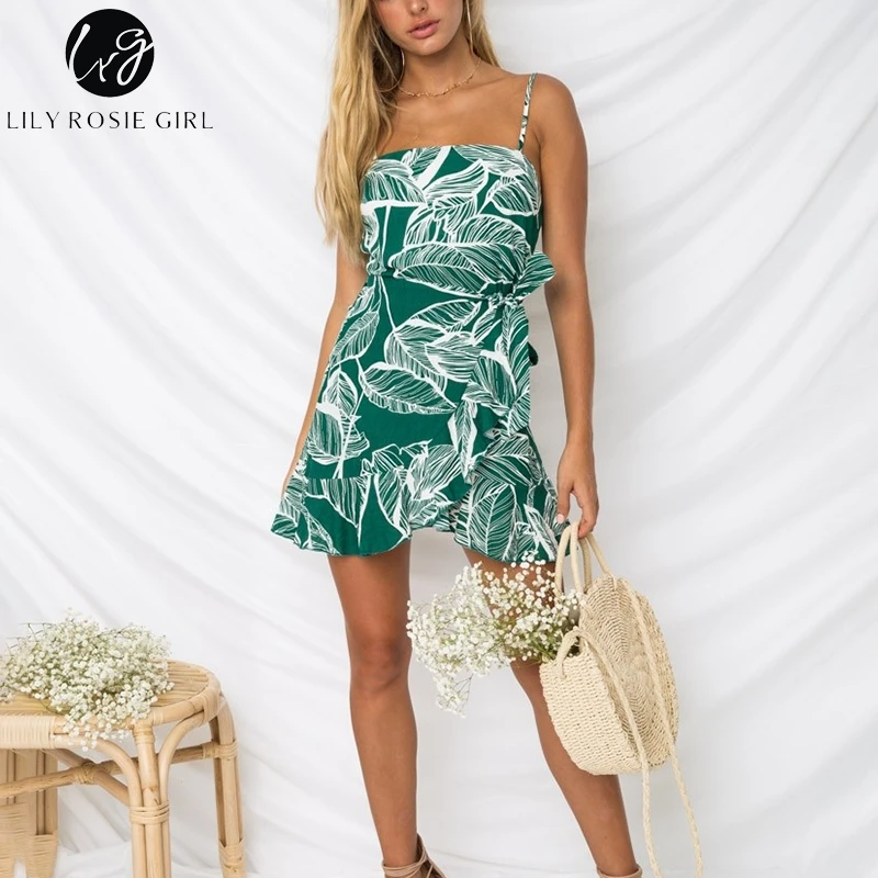 Lily Rosie/летнее платье в стиле бохо с оборками и принтом для девочек белые вечерние