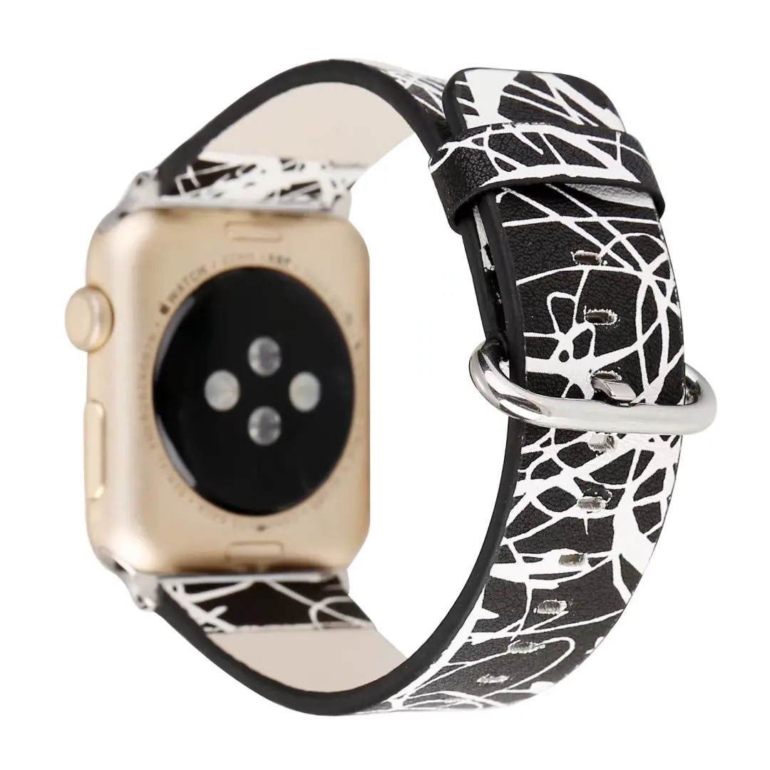 Ремешок кожаный для Apple Watch iWatch Series 1 2 3 4 5 Цветной полосатый браслет с