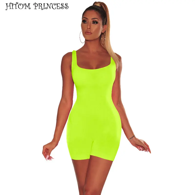 HITOM принцессы Для женщин Фитнес Playsuit Сексуальная Боди без рукавов комбинезон