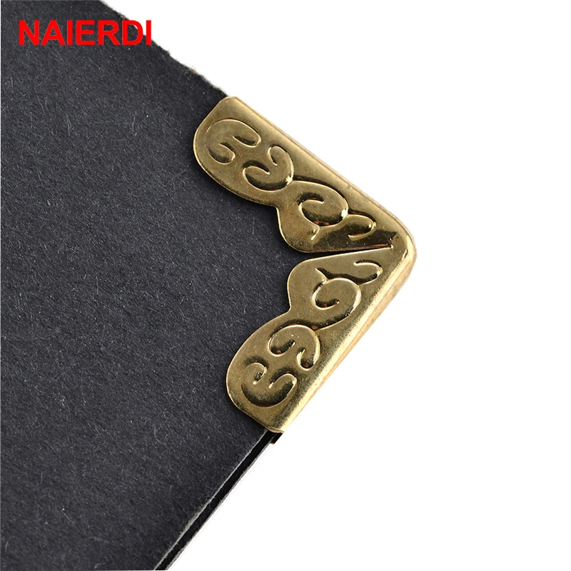 100PCS NAIERDI Gold Corner Bracket Book Scrapbooking Albums Menus Folders Protectors For Furniture Decorative Hardware | Обустройство