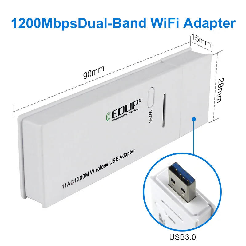 EDUP 5 ГГц мини беспроводной usb адаптер Wi Fi 1200 Мбит/с 802.11ac приемник Dual Band 2 4/5 ethernet