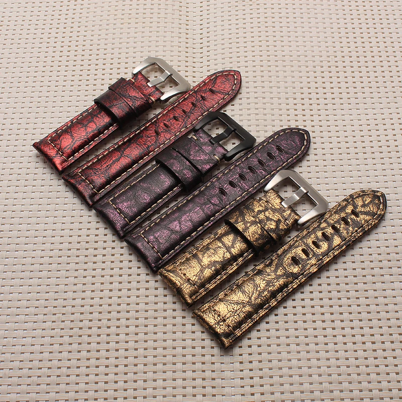 Роскошный качественный ремешок из натуральной кожи для часов 22 мм 24 26 мужских