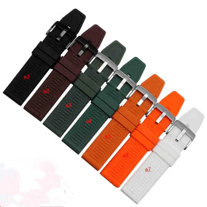 

Watch Accessories Plaid Silicone Watch Strap Applicable for Breitling Jeep Jeep Seagull Army Watch Chain Men's Universal 24mm