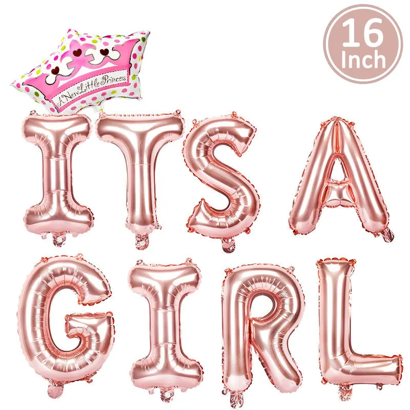 rose gold its a girl BabyShower фольга Воздушные шары его мальчик девочка Вечеринка День Рождения украшения детский душ принадлежности пол раскрыть Синий Розовый латексные шары - Цвет: rose gold its a girl