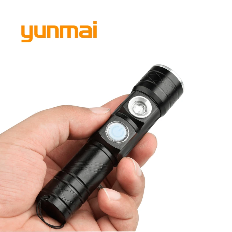Портативный фонарик yunmai перезаряжаемый от USB Q5 + 395 ультрафиолетовый