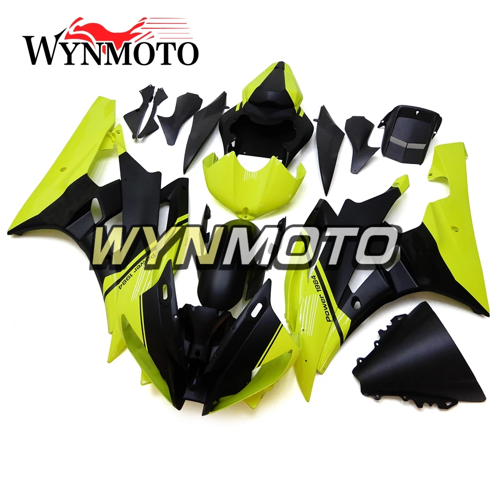 Неоновые желтые черные Полные Обтекатели для Yamaha YZF R6 2006 2007 06 07 ABS пластиковые
