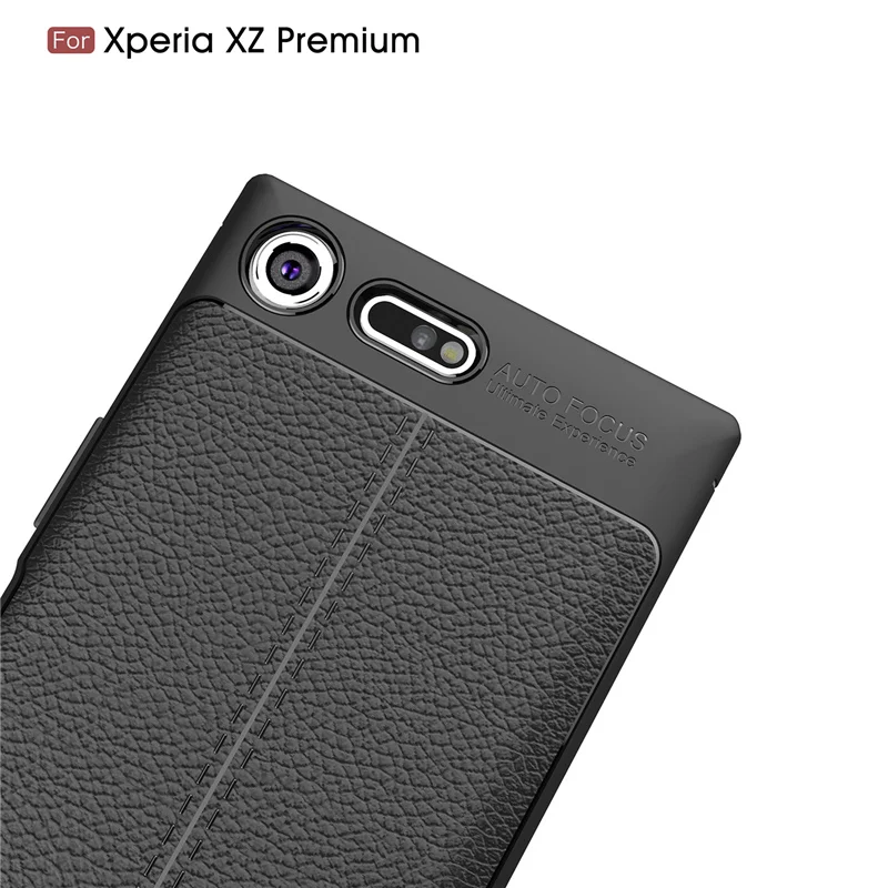 Мягкий силиконовый ударопрочный чехол для Sony Xperia XZ Premium Litchi кожаный задняя крышка