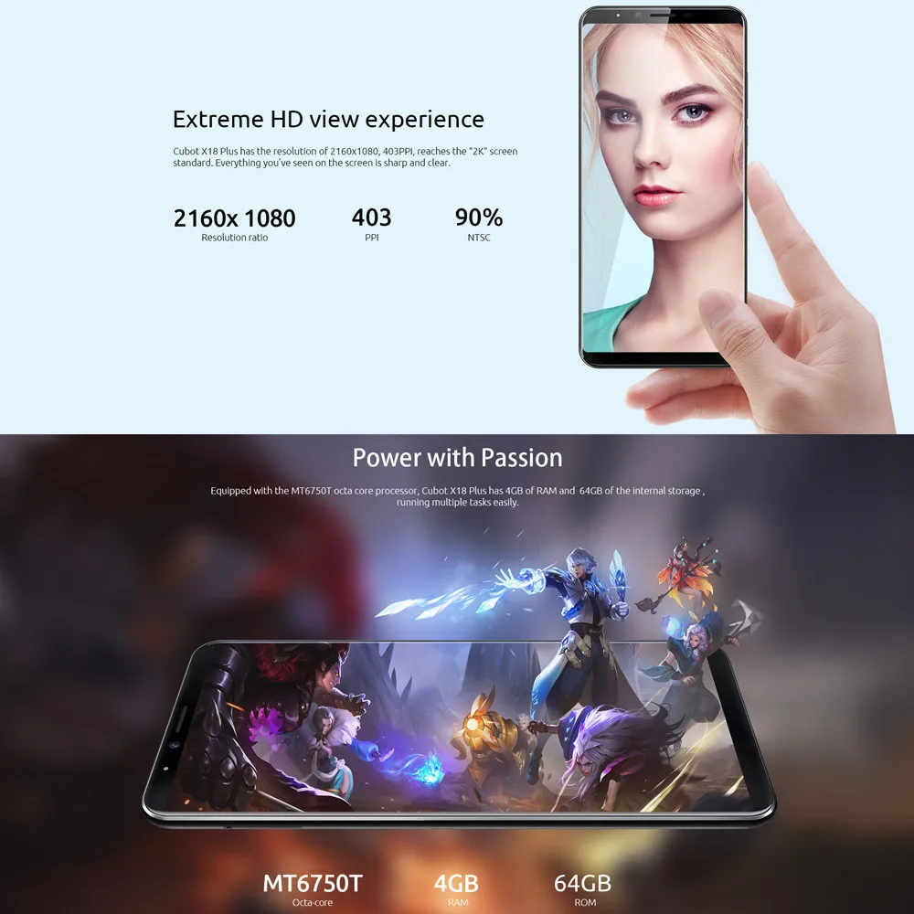 CUBOT X18 Plus смартфон экран 5 99 дюймов восемь ядер 4 Гб + 64 ГБ|Органайзеры для кабеля| |