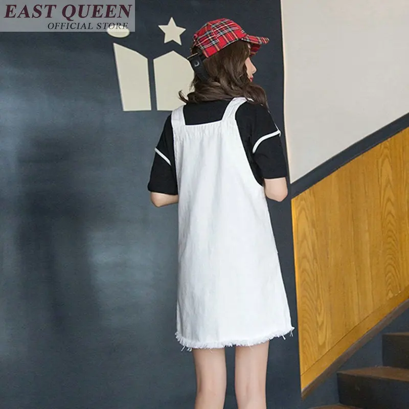 Платье женское джинсовое на бретелях-спагетти пикантный модный Однотонный