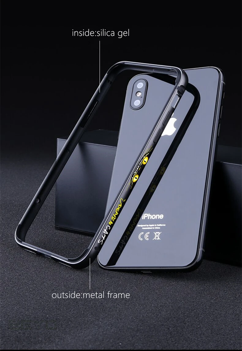 Металлический бампер для iphone 7 Plus/i8/i7/i8 Плюс/iX, чехол Защитный металлический и силикагель кадр, анти-стук, iphone Ближний Рамка