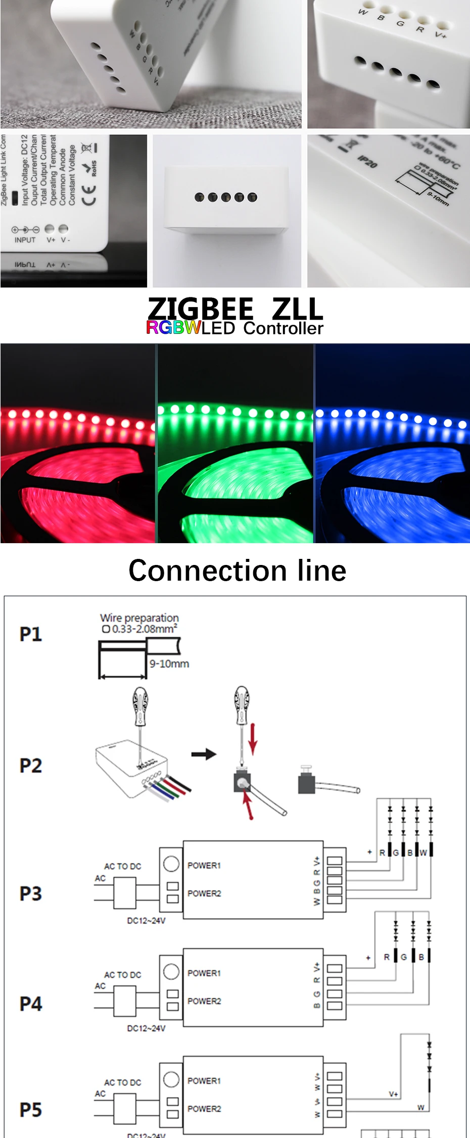DC12-24V ZIGBEE светодиодный контроллер Smart APP RGB+ CCT WW CW RGBW zigbee полоса регулятор светодиодной яркости работа Amazon Alexa Echo