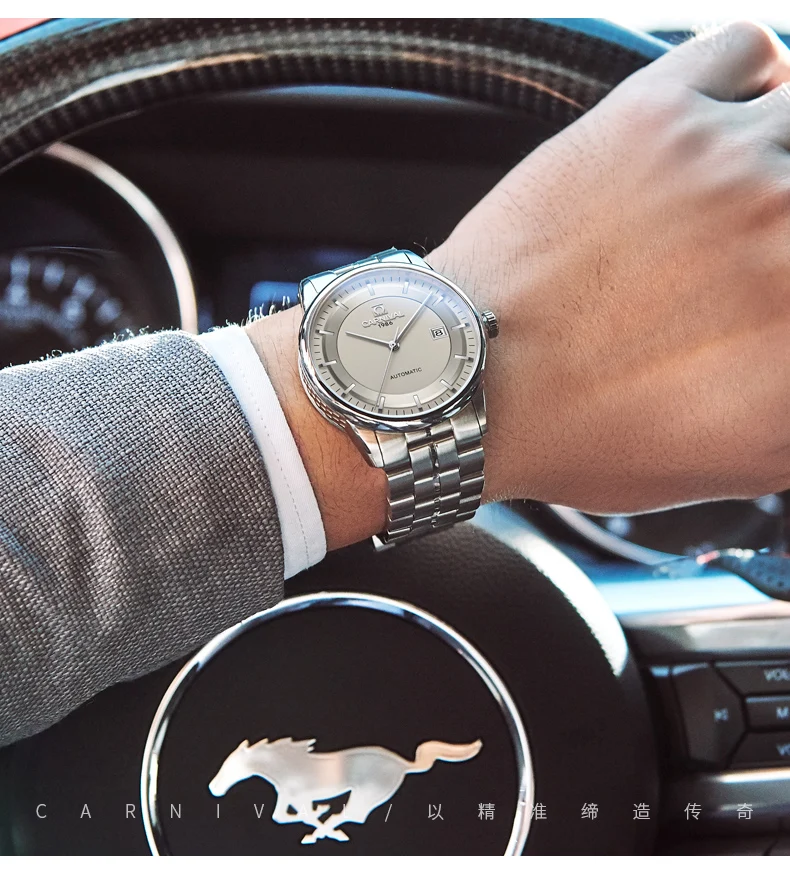 Карнавальный импорт MIYOTA Move, мужские механические часы, мужские наручные автоматические часы, мужские водонепроницаемые полностью стальные часы, часы Montre Homme