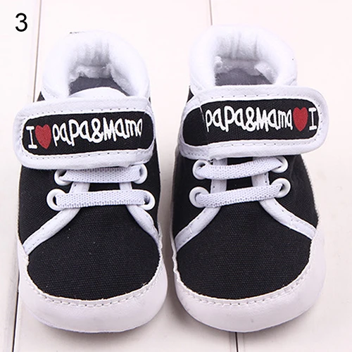 Одежда для малышей Обувь мальчиков девочек I Love Papa Mama Письмо печати Prewalkers