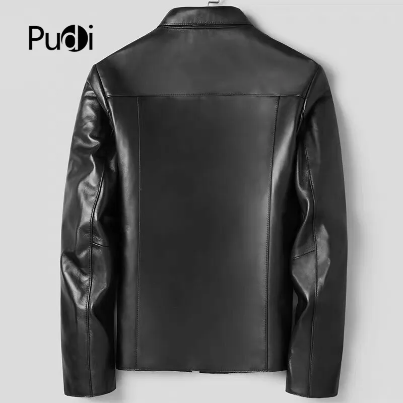 Новинка 2019 модная мужская куртка Pudi MT913 из натуральной овчины Короткая кожаная с