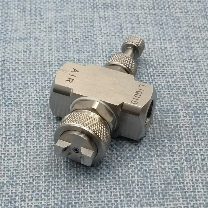 Stainless steel two-fluid adjustable atomized nozzle water-gas mixing micro-atomized fan-shaped cone siphon air atomizing | Дом и сад