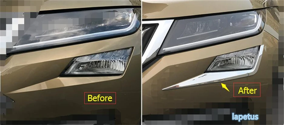 

Lapetus Chrome Front Fog Lights Foglight Lamp Eyelid Eyebrow Decoration Cover Trim 2 Pcs Fit For Skoda Kodiaq 2017 - 2020 ABS