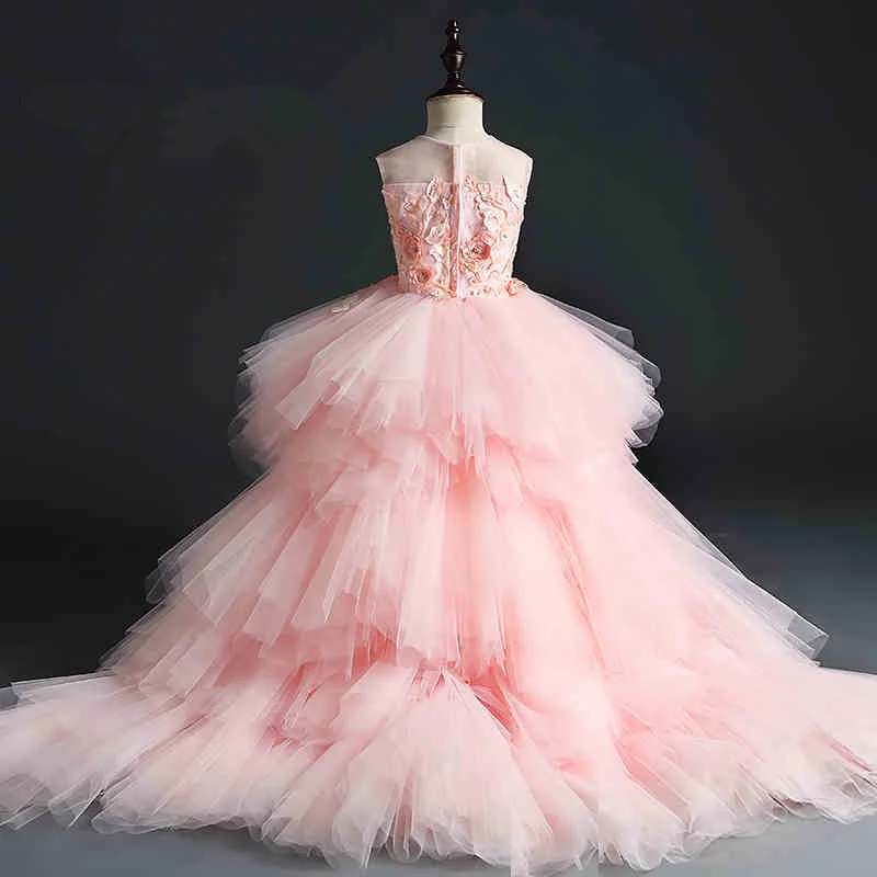 New Sweet Lace Flower Girl Dresses for Wedding High-low Short Front Long Back Sleeveless Party Ball Gown Dress | Свадьбы и торжества