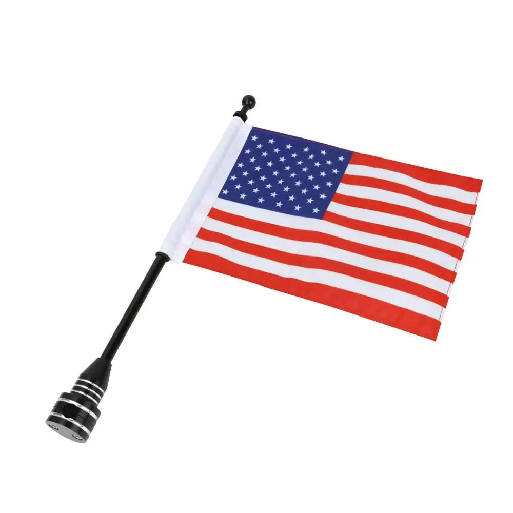 NAWOUK Rear Side Mount Luggage Rack Motorcycle US USA American Flag Pole For Harley Sportster Touring Honda Goldwing CB VTX CBR |