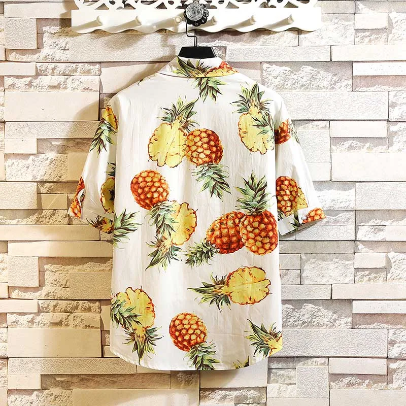 Мужская гавайская рубашка мужская повседневная Camisa Masculina с принтом ананаса