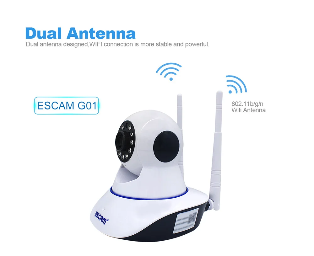 ESCAM G01 1080P ip-камера с дистанционным просмотром, обнаружение движения, PTZ/наклон, Wi-Fi камера с поддержкой ONVIF, двусторонняя связь, ИК, ночное видение