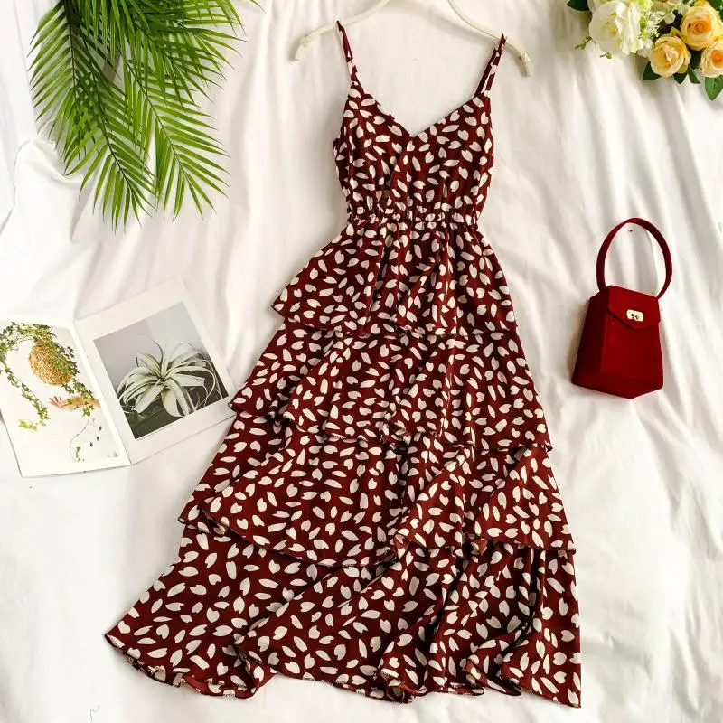 Новинка 2019 модные женские платья платье в горошек с V образным вырезом средней