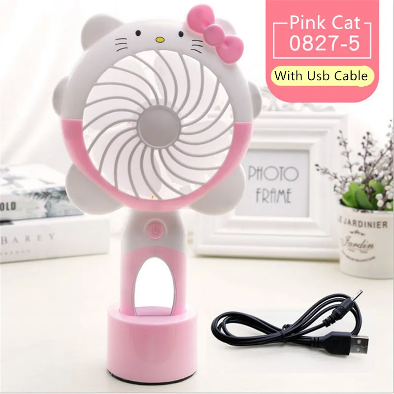 Yctech милый розовый Kitty USB светодиодный вентилятор ручной мини перезаряжаемый